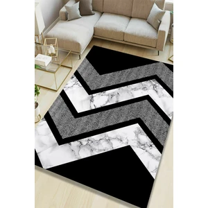 Woolly Halı Siyah Zikzak ve Mermer Desenli Halı  - WL1254