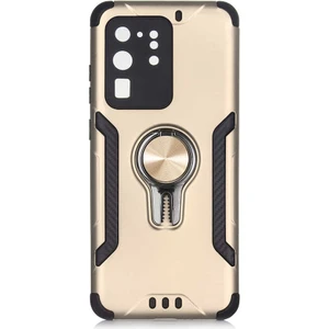 Case 4U Samsung Galaxy S20 Ultra Uyumlu Kılıf Darbe Emici Yüzüklü Standlı Koko Kapak Altın