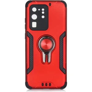Case 4U Samsung Galaxy S20 Ultra Uyumlu Kılıf Darbe Emici Yüzüklü Standlı Koko Kapak Kırmızı