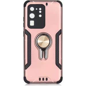 Case 4U Samsung Galaxy S20 Ultra Uyumlu Kılıf Darbe Emici Yüzüklü Standlı Koko Kapak Rose Gold