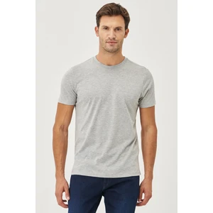 Altınyıldız Classics Erkek Gri Melanj Pamuklu Slim Fit Dar Kesim Bisiklet Yaka Tişört