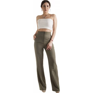 Defile Lüx Geniş Paça Pantolon Haki - Soft Serisi