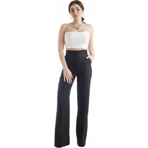 Defile Lüx Geniş Paça Pantolon Siyah - Soft Serisi