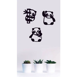 Evde Ucuz Panda Duvar Tablosu 3'lü Set