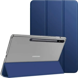 Samsung Galaxy Tab S7 Plus T970 T975 T977 Kılıf Pu Deri Smart Standlı Case Lacivert