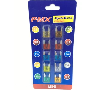 Şüscar Oto Pmx Üniversal 10 Lu Araç Mini Tip Bıçak Sigorta Seti