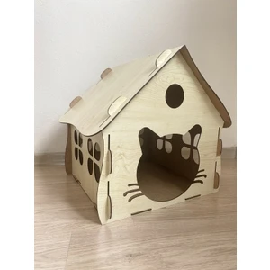 Mini Tasarım Atölyem Dekoratif Ahşap Kedi Evi (Kedi Yuvası)