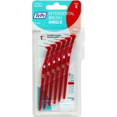 TePe Diş Fırçası Açılı Saplı Orta Sertlikte 0.5 mm Kırmızı 6 Adet Erişilmesi Zor Bölgeler