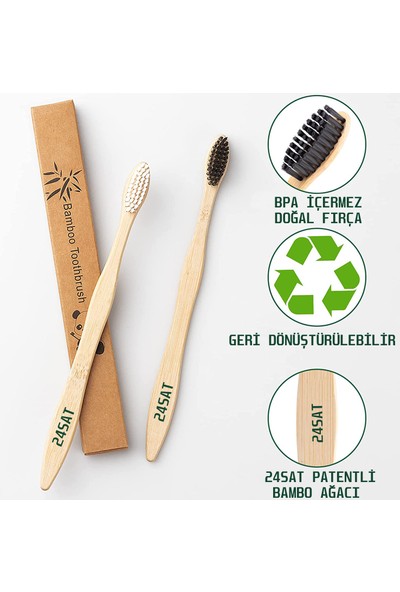 24Sat Bambu Diş Fırçası %100 Doğal Anti Bakteriyel Bambu