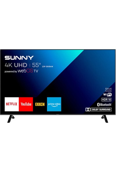 Sunny SN55FMN243 55’’ 140 Ekran 4K Ultra HD WebOS Smart LED TV (Çerçevesiz)