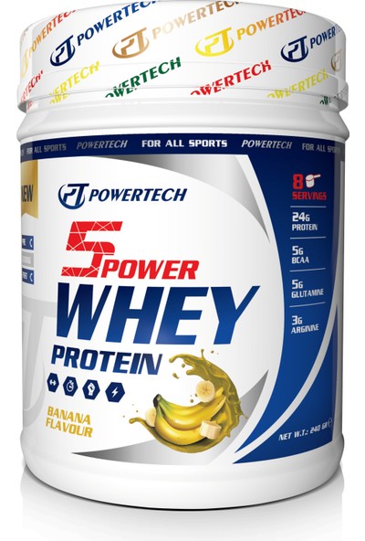 Powertech 5power Whey Protein Muz Aromalı Protein Tozu 240 gr