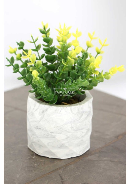 Beton Saksıda Yapay Masa Çiçeği Model 21