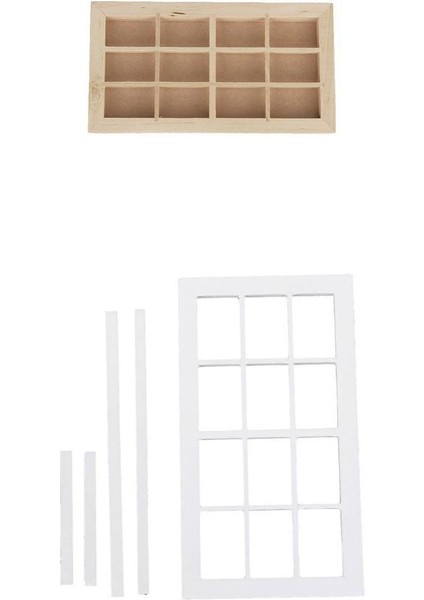 Dollhouse Minyatür Boyasız Ahşap 12 Kareler Windows 1:12 Oyuncaklar Modelleri Için