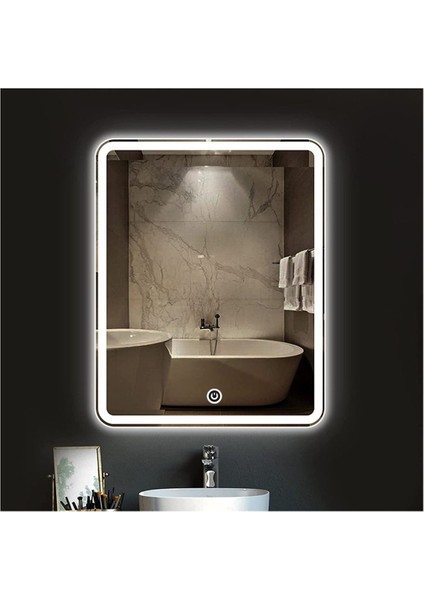 75X105 cm Kumlamalı Dokunmatik Tuşlu Ledli Ayna Duvar Salon Banyo Wc Ofis Yatak Odası Boy Ledli Ayna