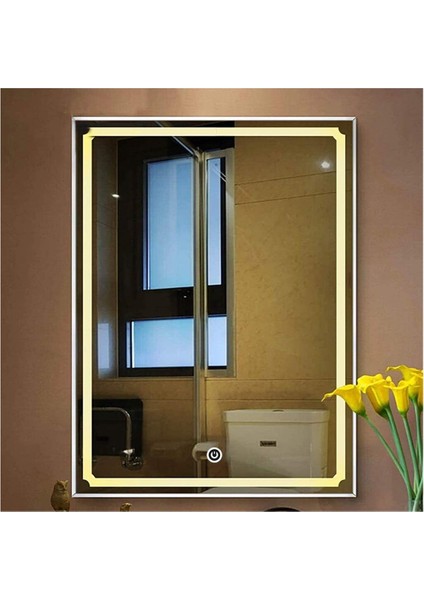 65X90 cm Kumlamalı Dokunmatik Tuşlu Ledli Ayna Duvar Salon Banyo Wc Ofis Yatak Odası Boy Ledli Ayna