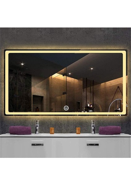 65X90 cm Kumlamalı Dokunmatik Tuşlu Ledli Ayna Duvar Salon Banyo Wc Ofis Yatak Odası Boy Ledli Ayna