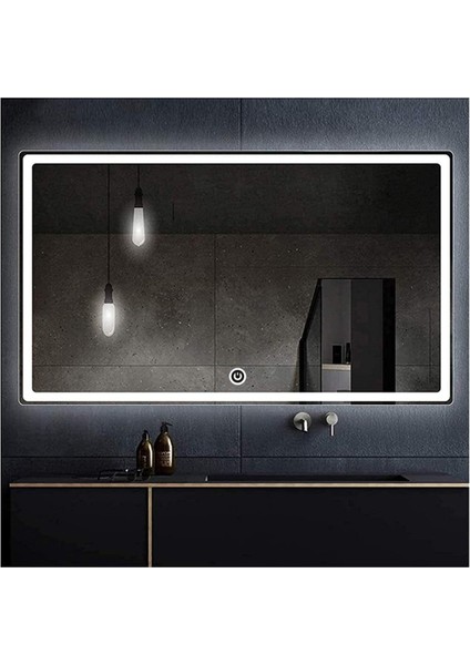 65X90 cm Kumlamalı Dokunmatik Tuşlu Ledli Ayna Duvar Salon Banyo Wc Ofis Yatak Odası Boy Ledli Ayna