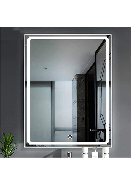 65X90 cm Kumlamalı Dokunmatik Tuşlu Ledli Ayna Duvar Salon Banyo Wc Ofis Yatak Odası Boy Ledli Ayna