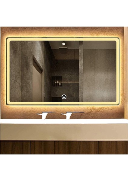 65X90 cm Kumlamalı Dokunmatik Tuşlu Ledli Ayna Duvar Salon Banyo Wc Ofis Yatak Odası Boy Ledli Ayna