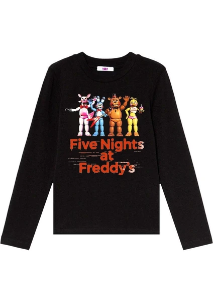 Five Nights At Freddys Uzun Kol Çocuk Tişört Fnaf Siyah