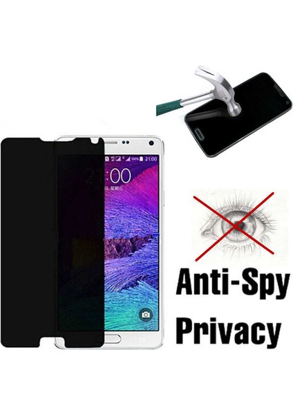 Samsung Galaxy Note 2 N7100 Kırılmaz Ekran Koruyucu Hayalet Cam Gizlilik Filtreli Komple Cam