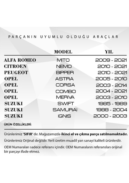 Fiat Doblo, Citroen Nemo Için Hava Filtre Kazan Lastik Seti 6'lı
