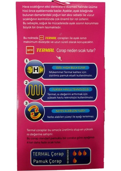 3 Adet Kışlık Kadın Termal Çorap 6550