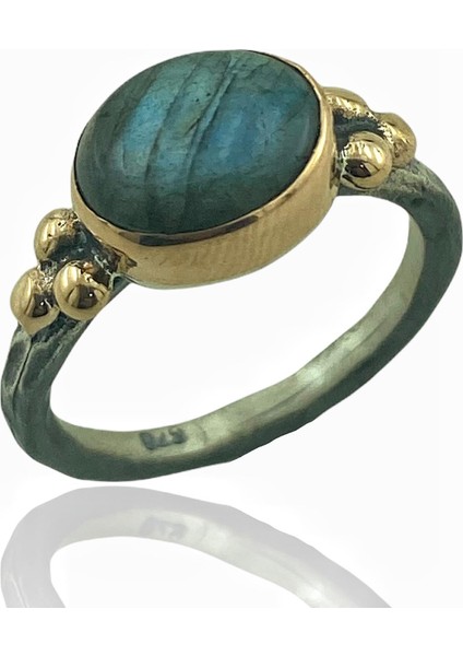 Doğal Labradorit Taşlı El Üretimi 925 Gümüş Yüzük modelleri