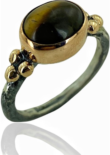 Doğal Kaplan Gözü Taş El Üretimi 925 Gümüş Yüzük fiyatları