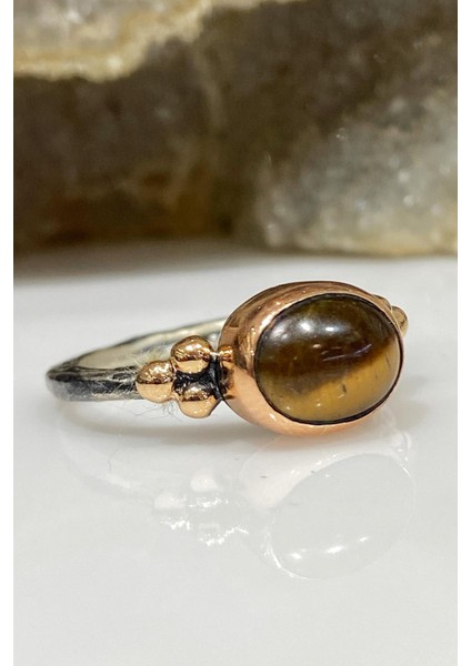 Doğal Kaplan Gözü Taş El Üretimi 925 Gümüş Yüzük modelleri