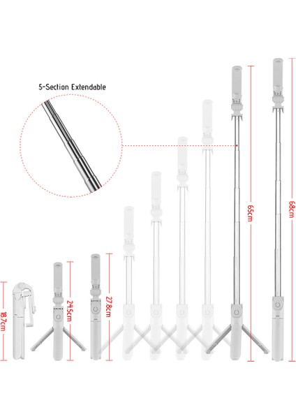 Tripodlu Selfie Çubuğu - Beyaz (Yurt Dışından)