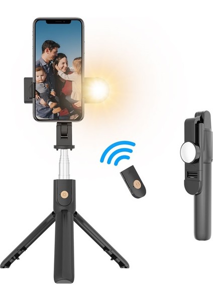 Selfıeshow K10S Otomatik Zamanlayıcılı Uzaktan Kumandalı Standart Cep Telefonu Için Tripod - Siyah (Yurt Dışından) modelleri
