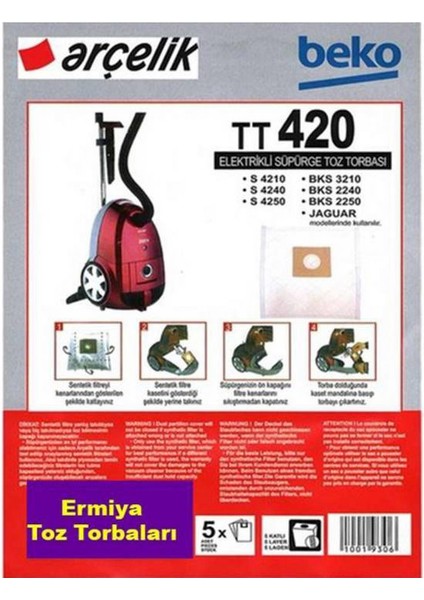 Arçelik S 4210 S 4240 S 4250 Orjinal Süpürge Toz Torbası 20 Adet fiyatları