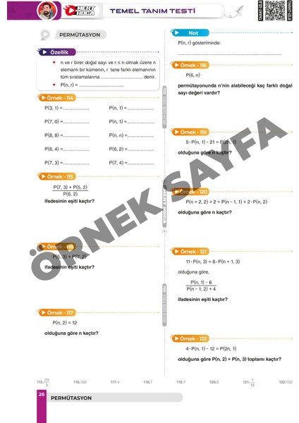 Permütasyon Kombinasyon Olasılık Binom Açılımı Video Ders Kitabı modelleri