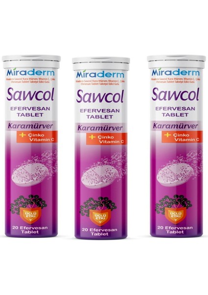 Miraderm Sawcol Karamürver Efervesan Tablet 3'lü