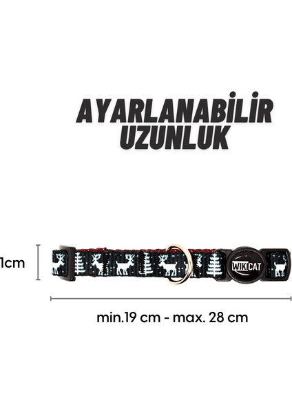 Rudolph Dark Kedi Boyun Tasması + Boğulma Önleyici Kilitli Zil