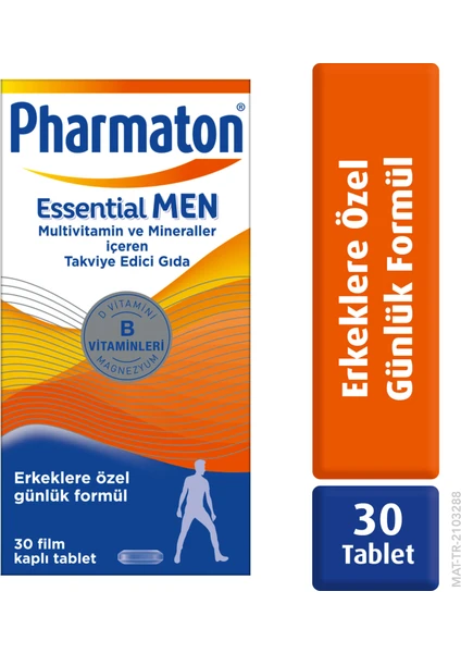 Essential Men 30 Tablet - Magnezyum, Vitamin B, Vitamin D, Multivitamin ve Mineraller