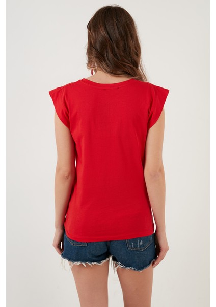Pamuklu Bisiklet Yaka Kolsuz T Shirt Bayan T Shirt 5864019