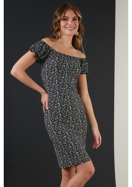 Çiçekli Carmen Yaka Mini Elbise Bayan Elbise 5863700 fiyatları