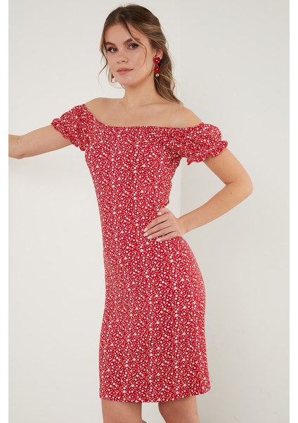 Çiçekli Carmen Yaka Mini Elbise Bayan Elbise 5863700 fırsatları