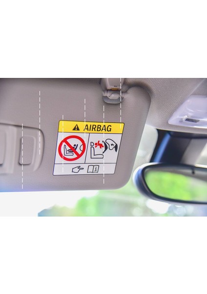 2 Adet Kare Boyut Airbag Uyarı Etiketi Stickeri