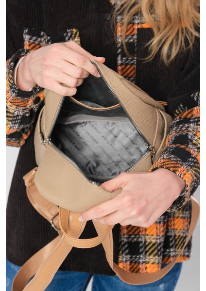 Kadın Ayarlanabilir Askılı Çok Bölmeli Sırt Çantası ve Cüzdan Kombini PBU4040-1006 modelleri