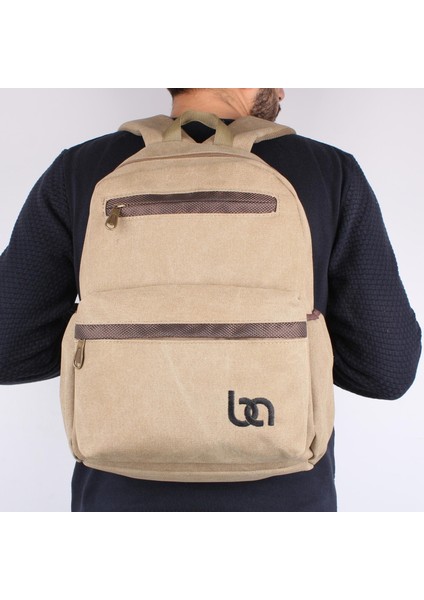 130 Kanvas Siyah Laptoplu Günlük Okul Sırt Çantası