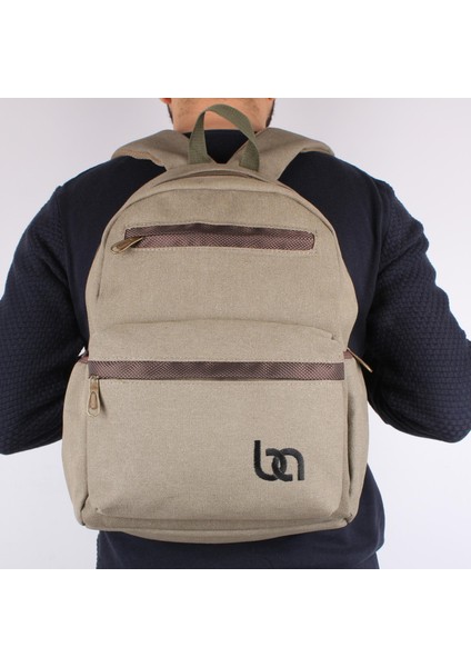 130 Kanvas Siyah Laptoplu Günlük Okul Sırt Çantası