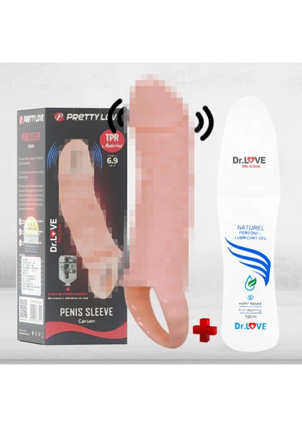 Titreşimli Penis Kılıfı 5cm Dolgulu Uzatmalı Prezervatif + Drlove