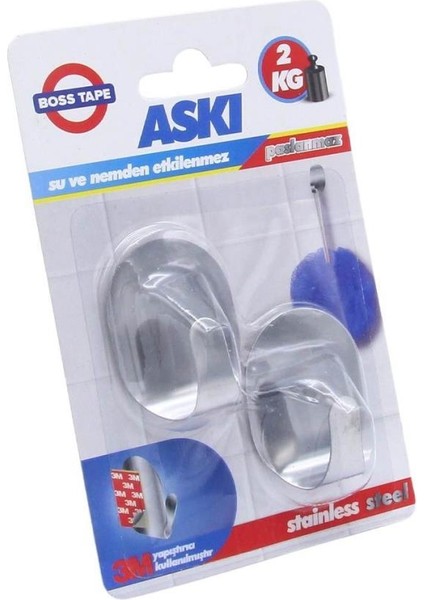 Boss Tape Kendinden Yapıştırmalı Paslanmaz Inox Ikili Askı 2kg Taşır fiyatları