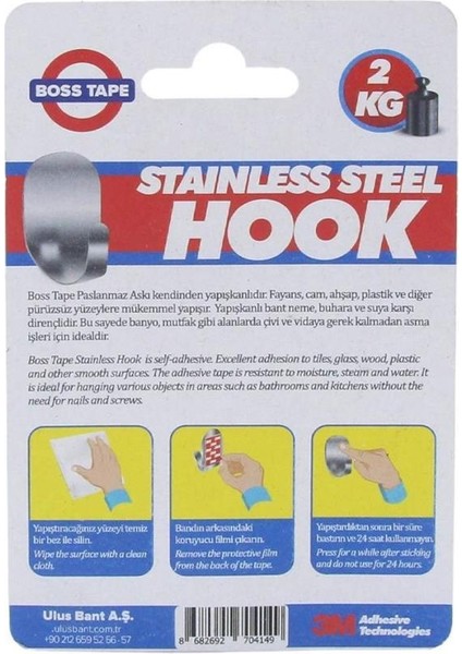 Boss Tape Kendinden Yapıştırmalı Paslanmaz Inox Ikili Askı 2kg Taşır modelleri