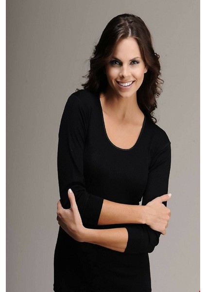 4009&4012 Kadın Uzun Kollu Termal Yün İçlik Takım-Siyah