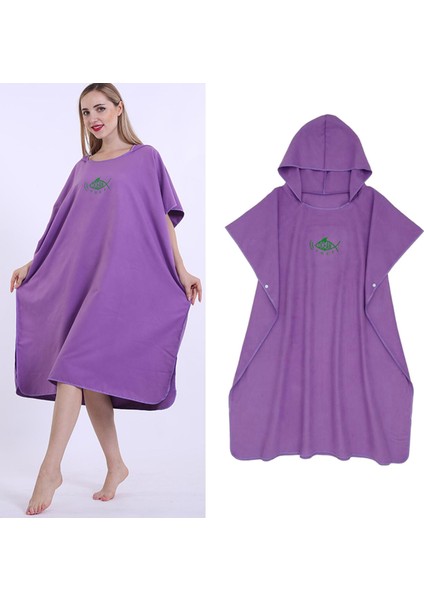 Sörf Panço Değişen Havlu Bornoz Kaputlu, Ultralight Cilt Dostu Hızlı Kuru Mikrofiber Surfer Yüzücü Plaj Panço Pelerin - Mor fiyatları