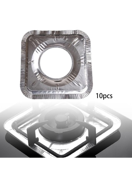 10X Gaz Brülör Önlüğü Gömlek Sobası Gaz Aralığı Koruyucuları Kapakları Alüminyum Folyo Kare(Yurt Dışından)